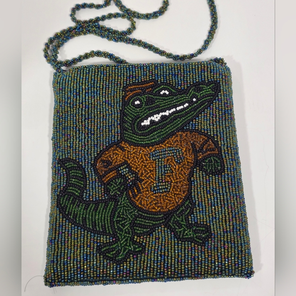 Vintage Florida Gators Beaded Mini Crossbody Bag UF Gator Novelty Purse Y2K Rare - Picture 3 of 8